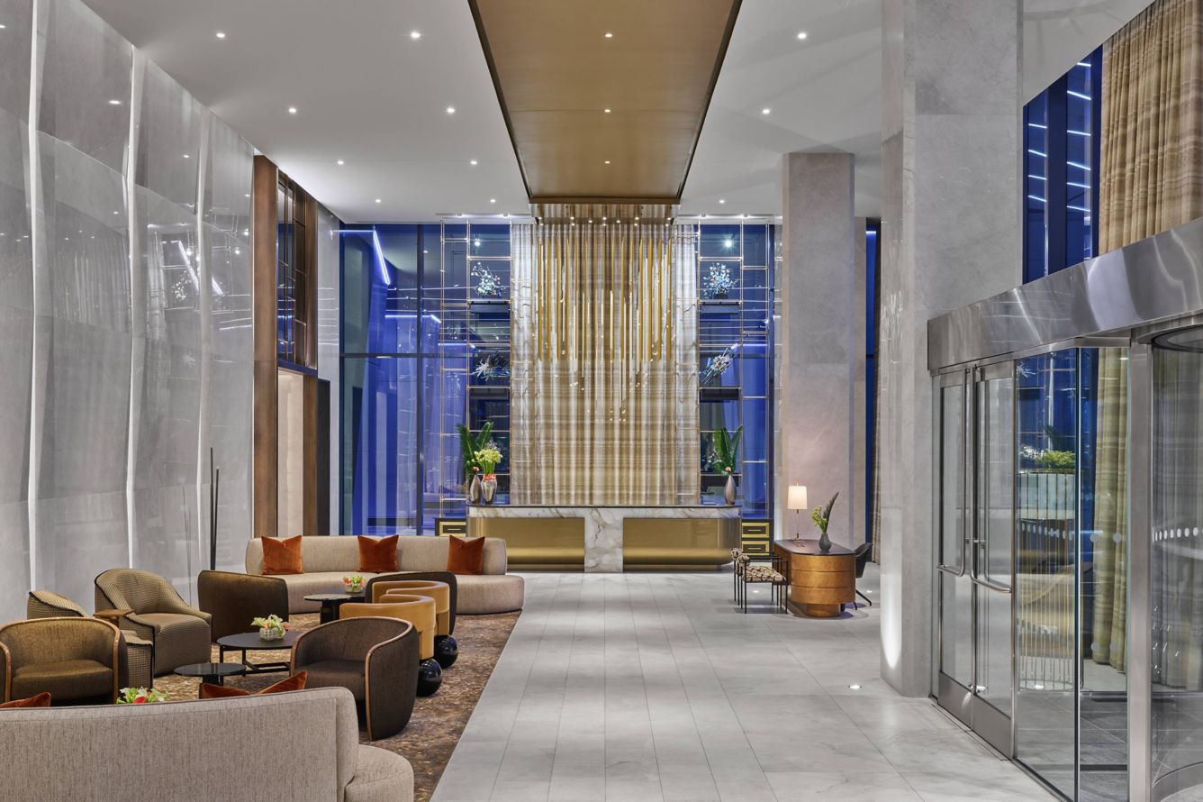 Lobby and lounge seating at the St. Regis Chicago